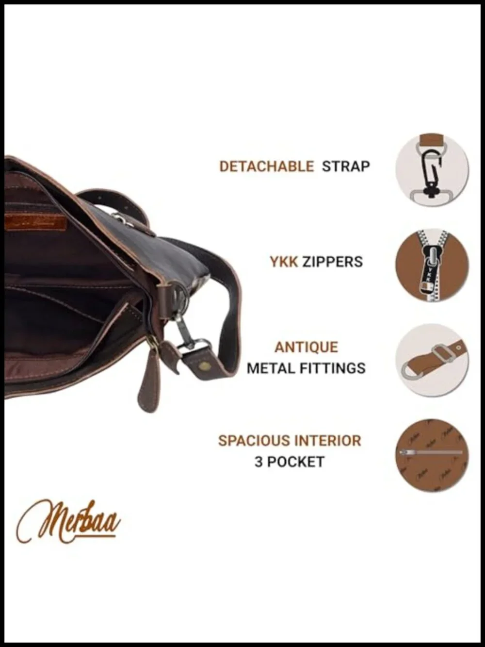 Genuine Cowhide Leather Crossbody Bag with Adjustable Strap